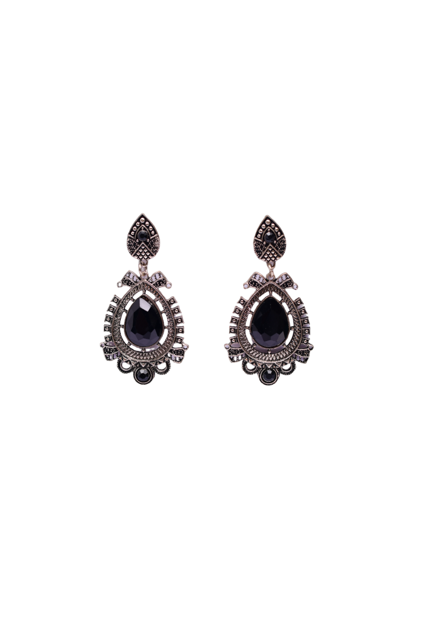 Namokriti Antique Black Stone Dangler Earrings – Elegant Vintage Party Wear